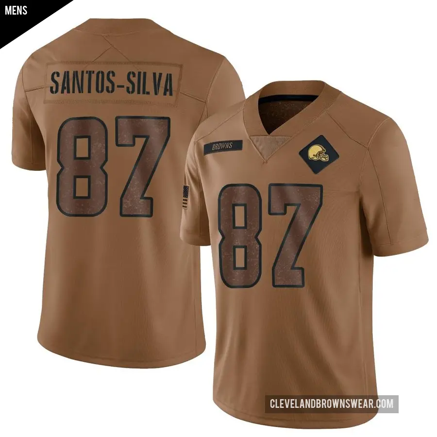 Men's Cleveland Browns ＃87 Marcus Santos-Silva Brown Limited 2023 Salute To Service Jersey