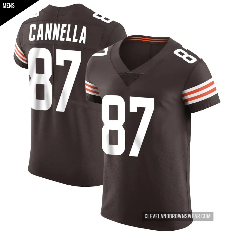 Men's Cleveland Browns ＃87 Sal Cannella Brown Elite Vapor Jersey