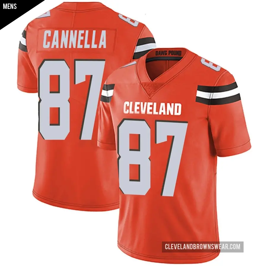 Men's Cleveland Browns ＃87 Sal Cannella Orange Limited Alternate Vapor Untouchable Jersey