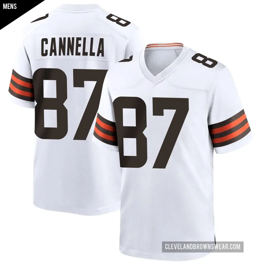 Men's Cleveland Browns ＃87 Sal Cannella White Game Jersey