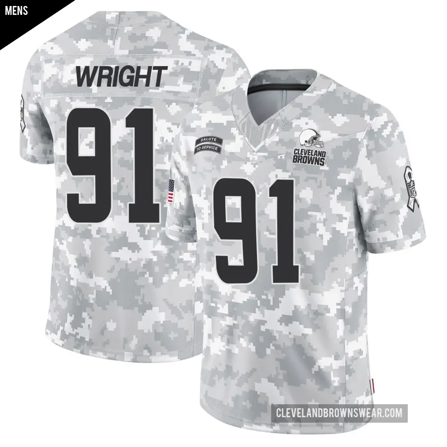 Men's Cleveland Browns ＃91 Alex Wright Arctic Camo Limited 2024 Salute to Service Jersey