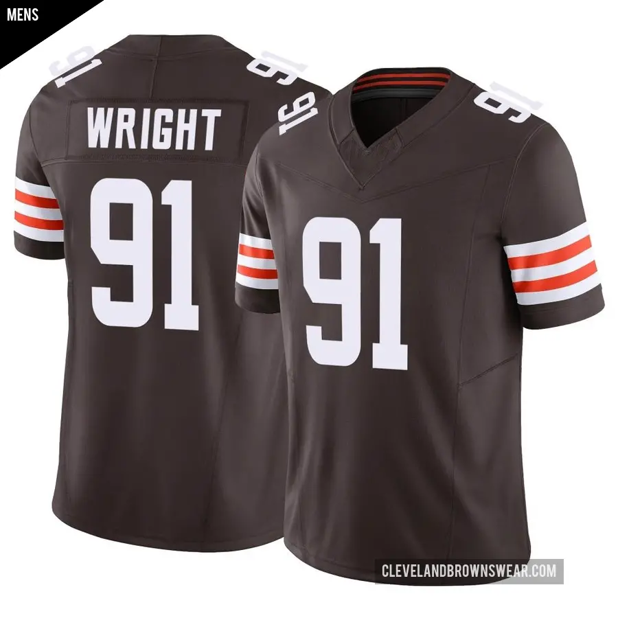 Men's Cleveland Browns ＃91 Alex Wright Brown Limited Vapor F.U.S.E. Jersey
