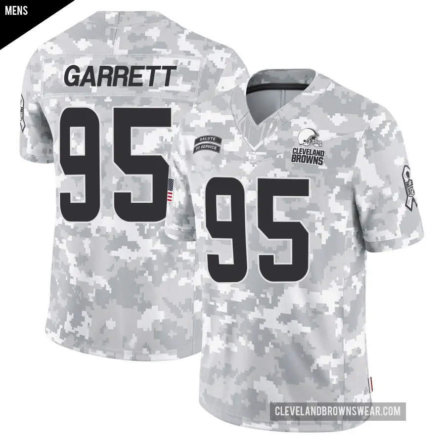 Men's Cleveland Browns ＃95 Myles Garrett Arctic Camo Limited 2024 Salute to Service Jersey