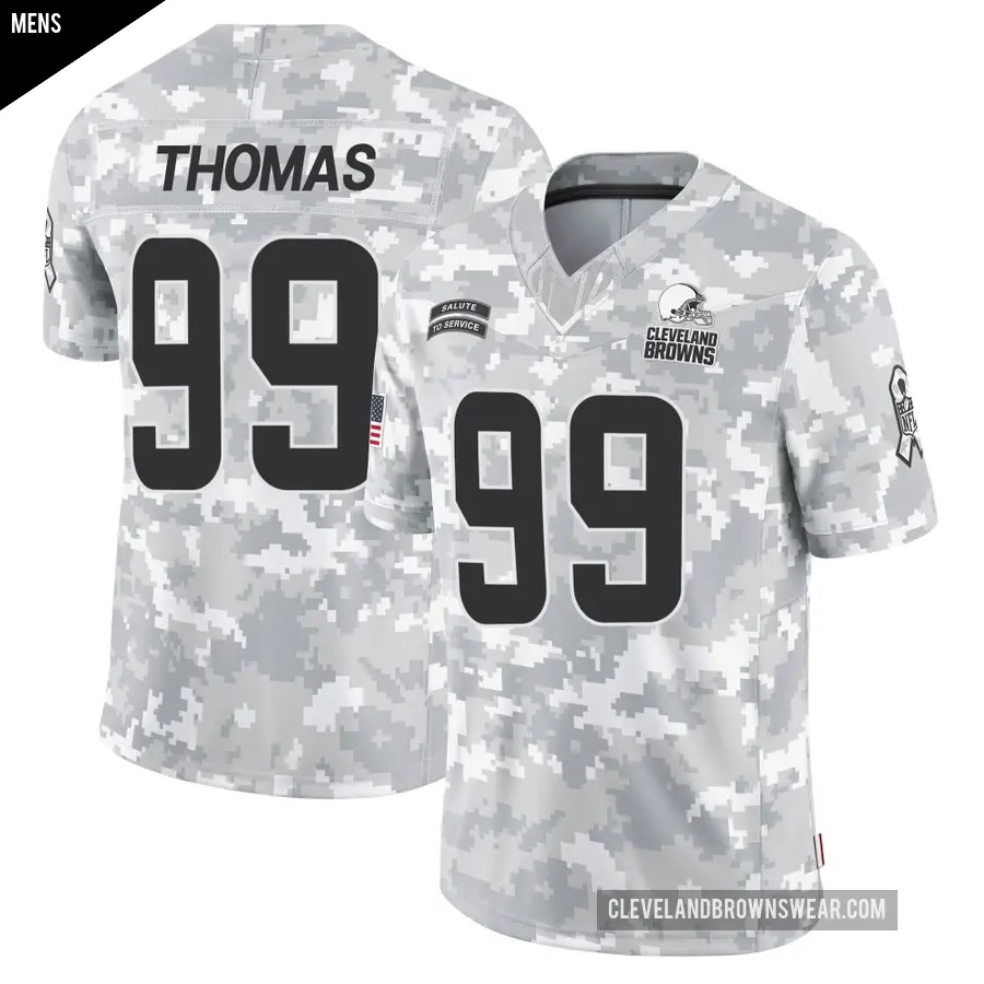 Men's Cleveland Browns ＃99 Cameron Thomas Arctic Camo Limited 2024 Salute to Service Jersey