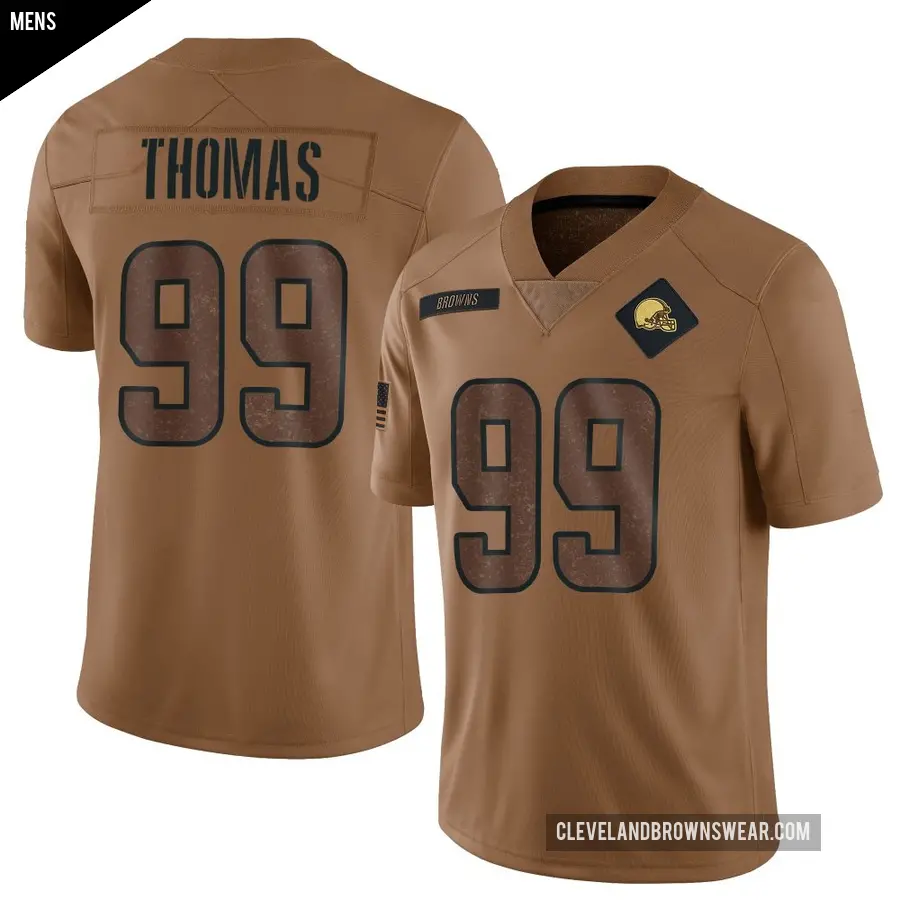 Men's Cleveland Browns ＃99 Cameron Thomas Brown Limited 2023 Salute To Service Jersey