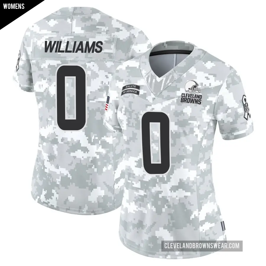Women's Cleveland Browns ＃0 Bucky Williams Arctic Camo Limited 2024 Salute to Service Jersey