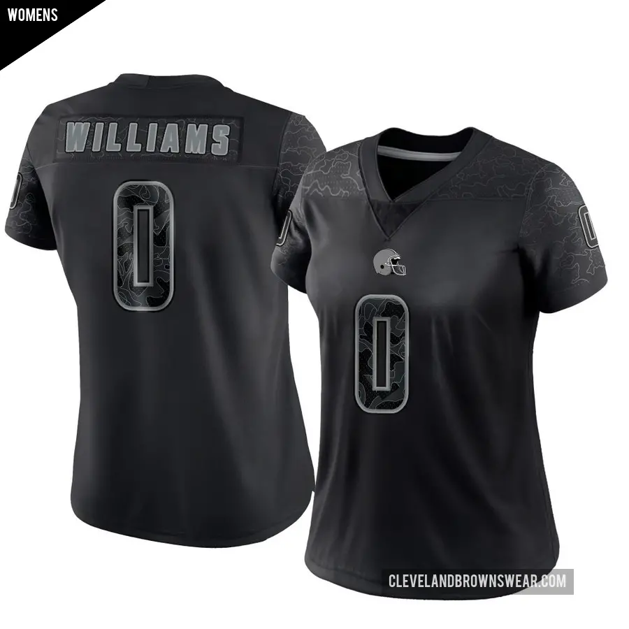 Women's Cleveland Browns ＃0 Bucky Williams Black Limited Reflective Jersey