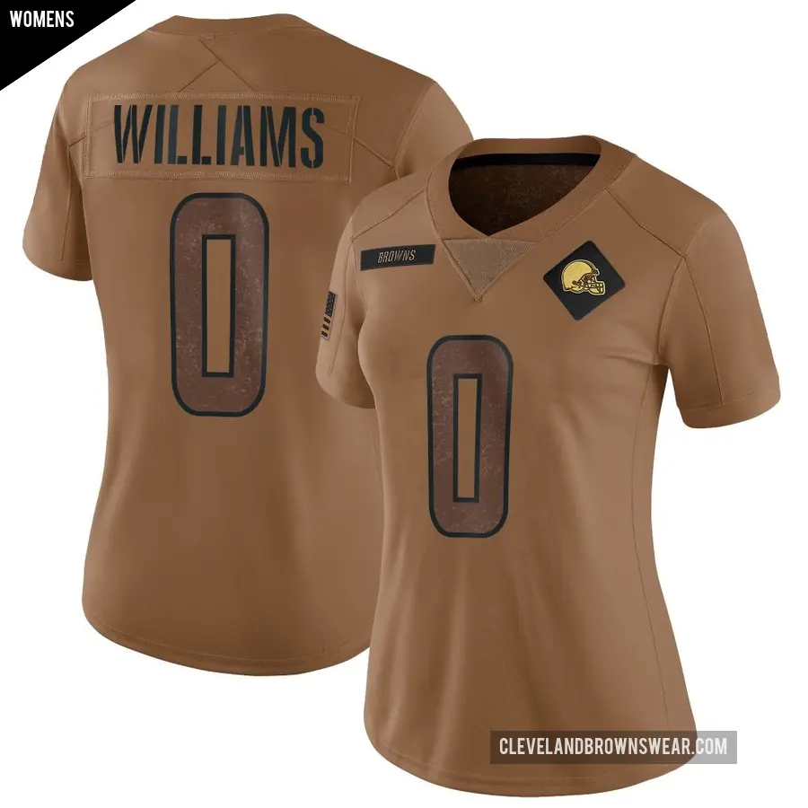 Women's Cleveland Browns ＃0 Bucky Williams Brown Limited 2023 Salute To Service Jersey