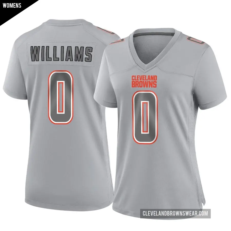 Women's Cleveland Browns ＃0 Bucky Williams Gray Game Atmosphere Fashion Jersey
