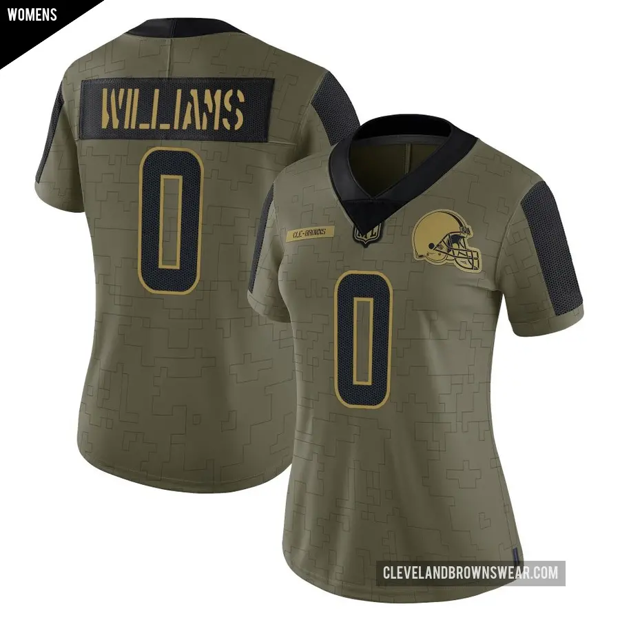 Women's Cleveland Browns ＃0 Bucky Williams Olive Limited 2021 Salute To Service Jersey
