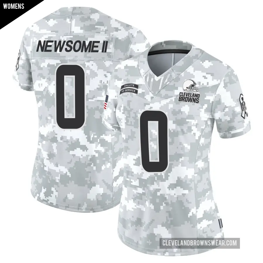 Women's Cleveland Browns ＃0 Greg Newsome II Arctic Camo Limited 2024 Salute to Service Jersey