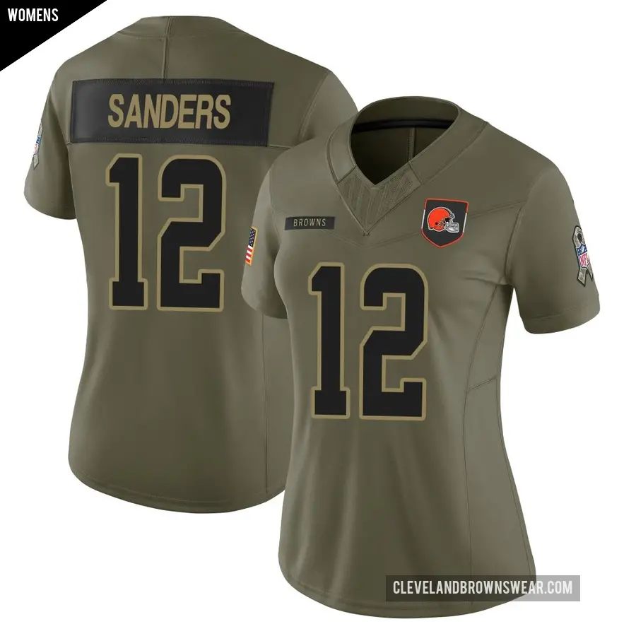 Women's Cleveland Browns ＃12 Shedeur Sanders Olive Limited 2025 Salute to Service Jersey