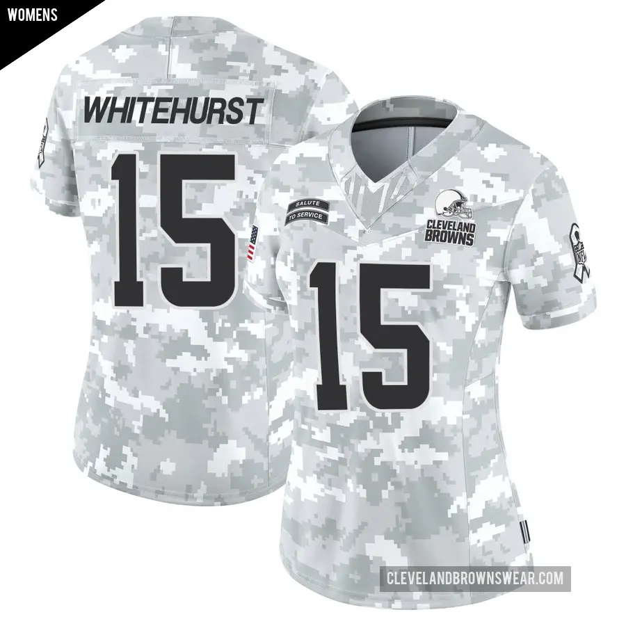 Women's Cleveland Browns ＃15 Charlie Whitehurst Arctic Camo Limited 2024 Salute to Service Jersey