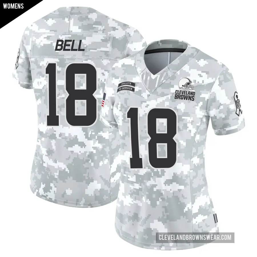 Women's Cleveland Browns ＃18 David Bell Arctic Camo Limited 2024 Salute to Service Jersey