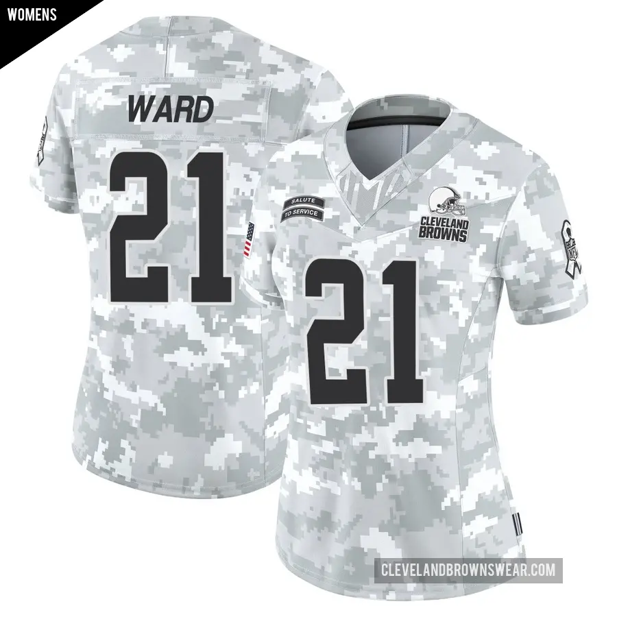 Women's Cleveland Browns ＃21 Denzel Ward Arctic Camo Limited 2024 Salute to Service Jersey