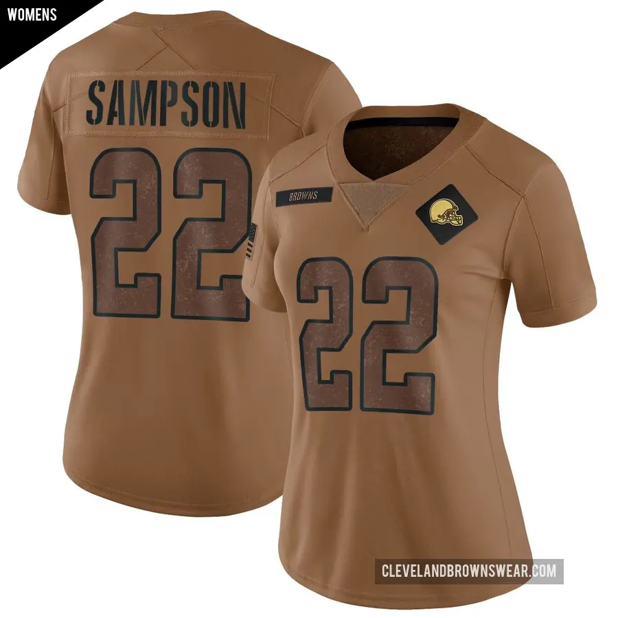 Women's Cleveland Browns ＃22 Dylan Sampson Brown Limited 2023 Salute To Service Jersey