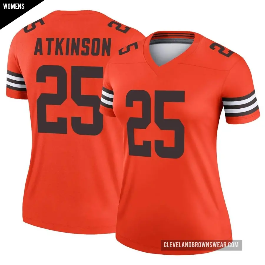 Women's Cleveland Browns ＃25 George Atkinson Orange Legend Inverted Jersey