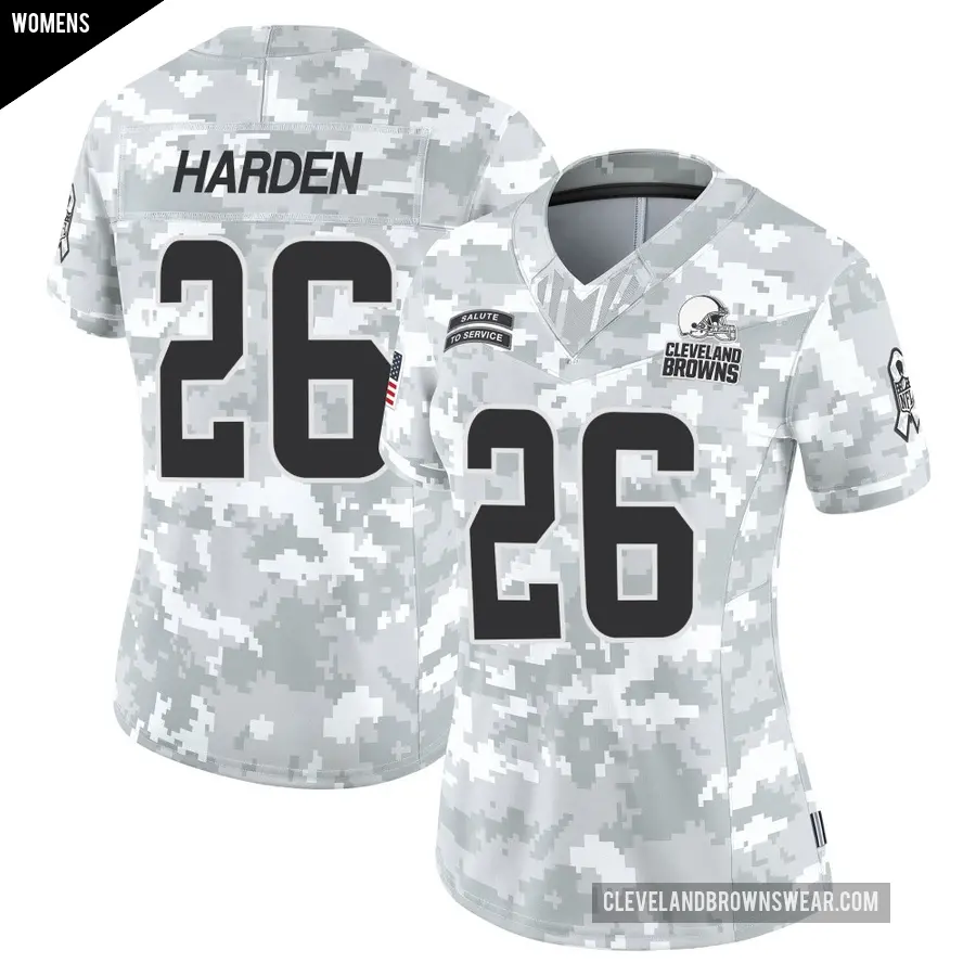 Women's Cleveland Browns ＃26 Myles Harden Arctic Camo Limited 2024 Salute to Service Jersey
