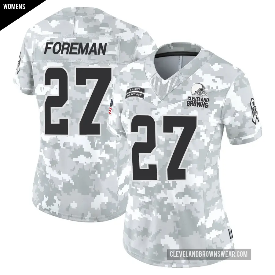 Women's Cleveland Browns ＃27 D'Onta Foreman Arctic Camo Limited 2024 Salute to Service Jersey