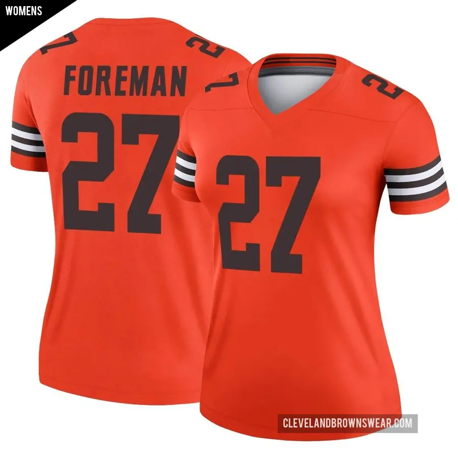 Women's Cleveland Browns ＃27 D'Onta Foreman Orange Legend Inverted Jersey