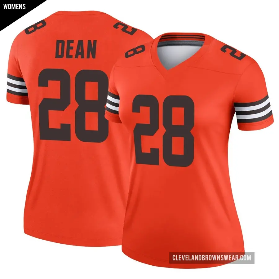 Women's Cleveland Browns ＃28 Trey Dean III Orange Legend Inverted Jersey
