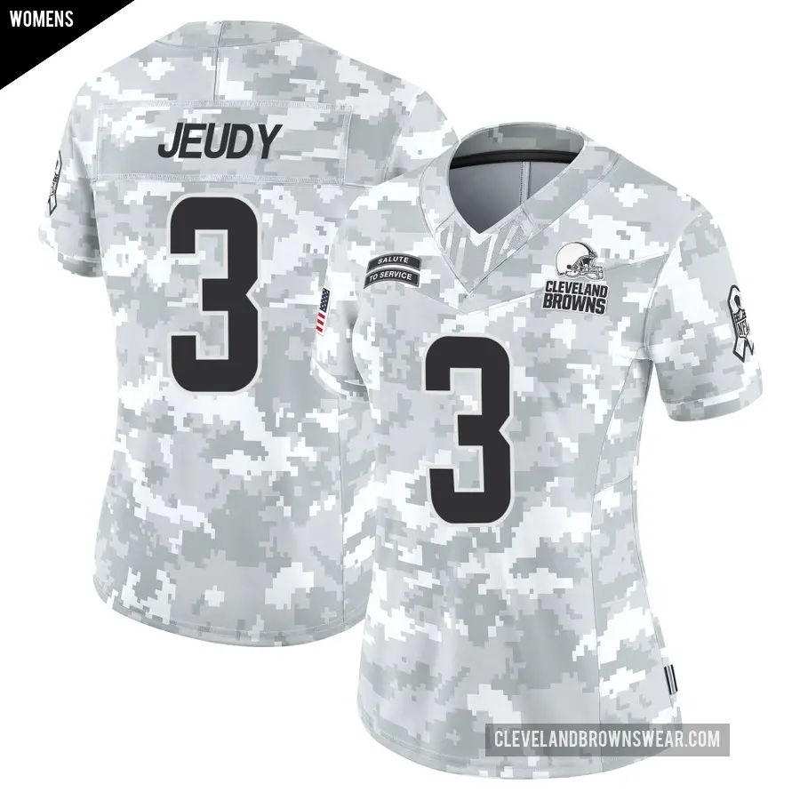 Women's Cleveland Browns ＃3 Jerry Jeudy Arctic Camo Limited 2024 Salute to Service Jersey
