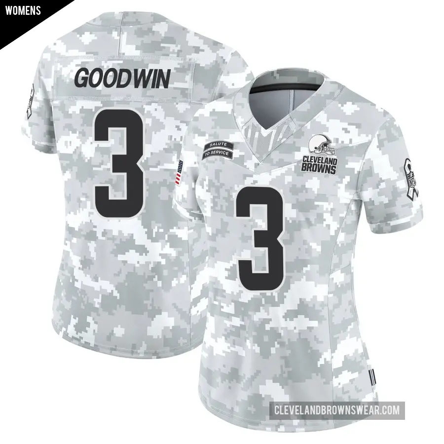 Women's Cleveland Browns ＃3 Marquise Goodwin Arctic Camo Limited 2024 Salute to Service Jersey