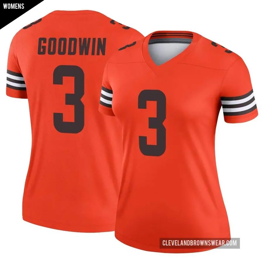 Women's Cleveland Browns ＃3 Marquise Goodwin Orange Legend Inverted Jersey