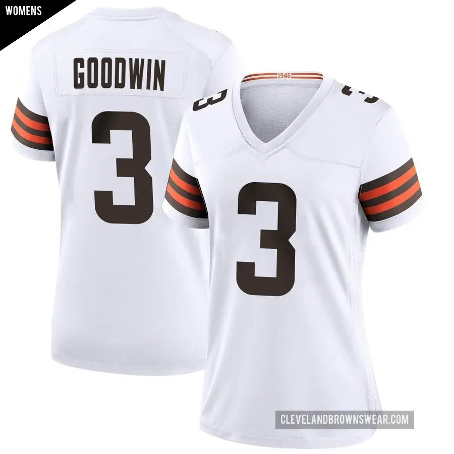 Women's Cleveland Browns ＃3 Marquise Goodwin White Game Jersey