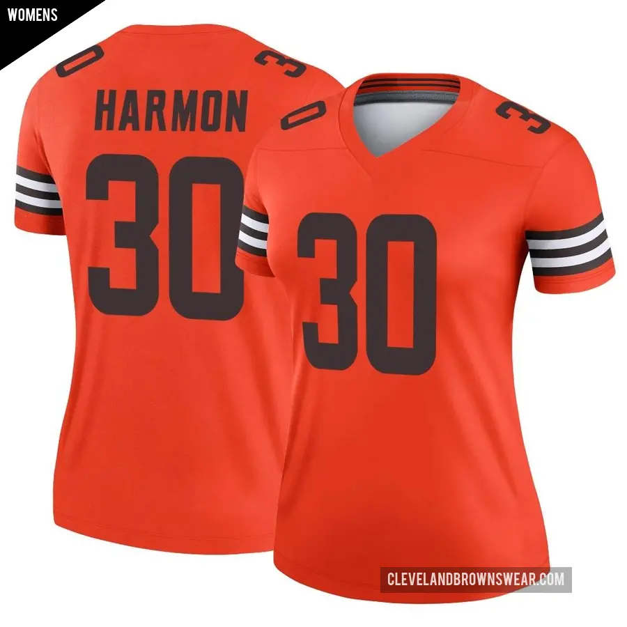 Women's Cleveland Browns ＃30 Duron Harmon Orange Legend Inverted Jersey