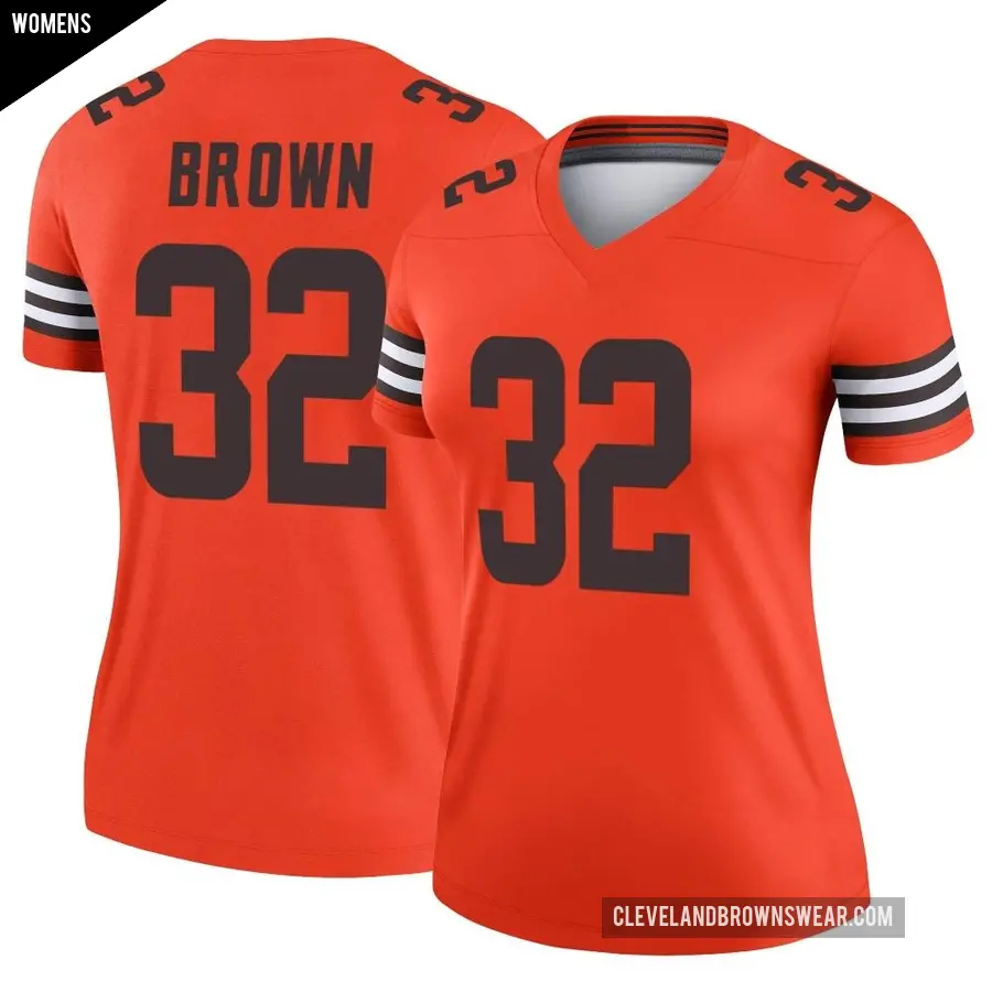 Women's Cleveland Browns ＃32 Jim Brown Orange Legend Inverted Jersey