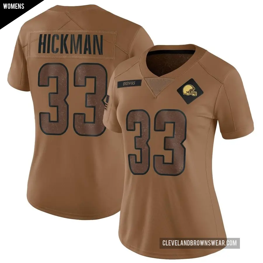 Women's Cleveland Browns ＃33 Ronnie Hickman Brown Limited 2023 Salute To Service Jersey