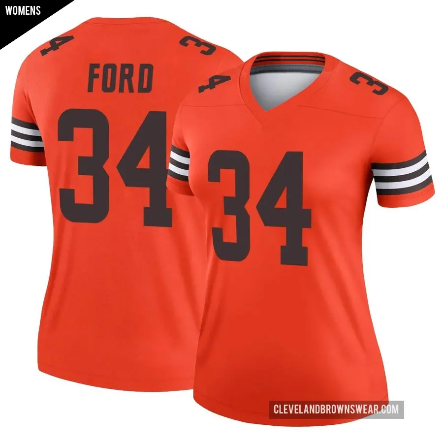 Women's Cleveland Browns ＃34 Jerome Ford Orange Legend Inverted Jersey