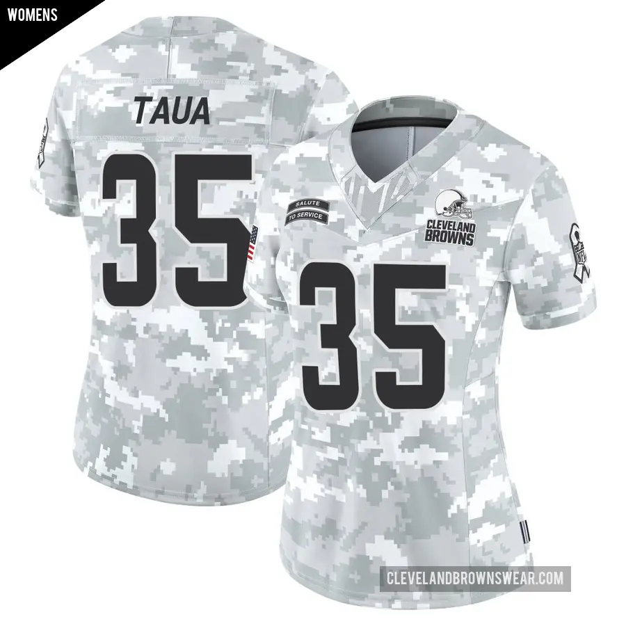 Women's Cleveland Browns ＃35 Toa Taua Arctic Camo Limited 2024 Salute to Service Jersey