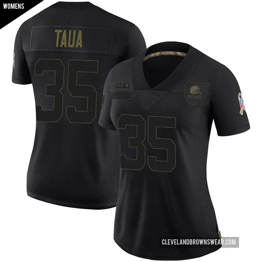 Women's Cleveland Browns ＃35 Toa Taua Black Limited 2020 Salute To Service Jersey