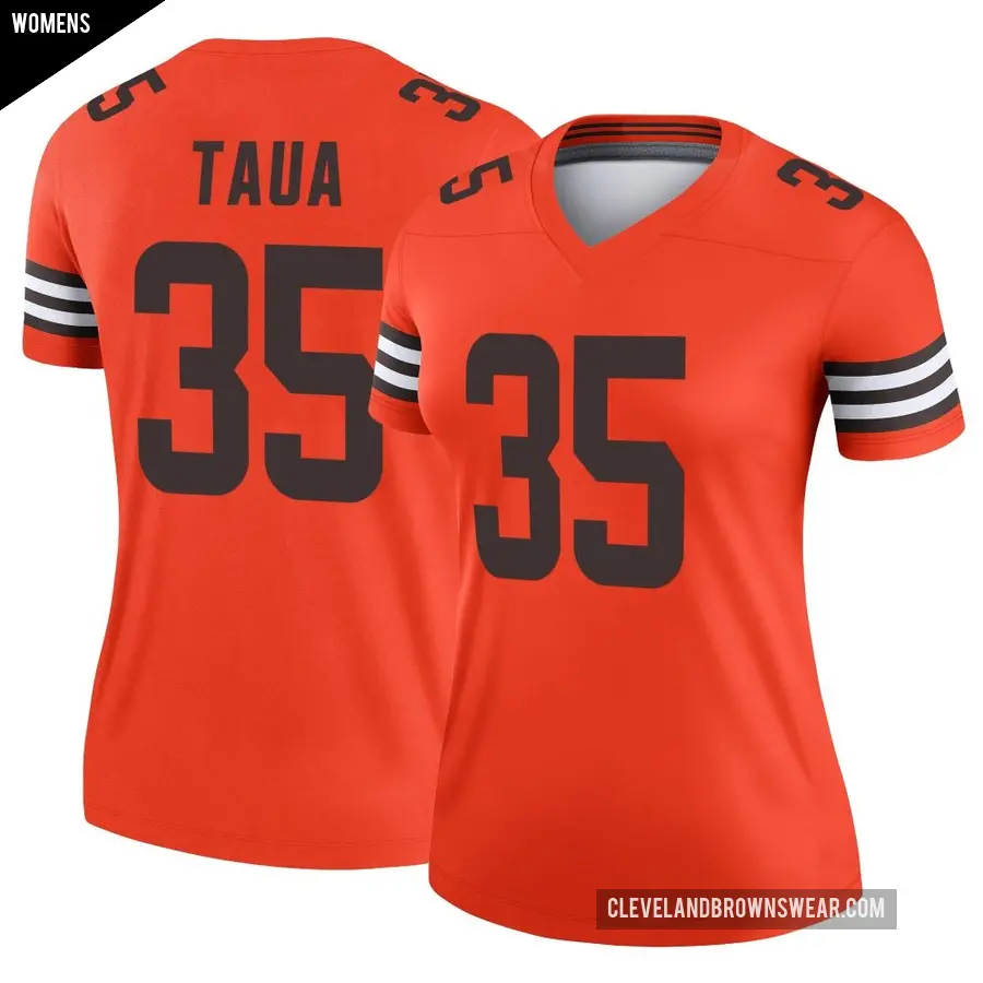 Women's Cleveland Browns ＃35 Toa Taua Orange Legend Inverted Jersey