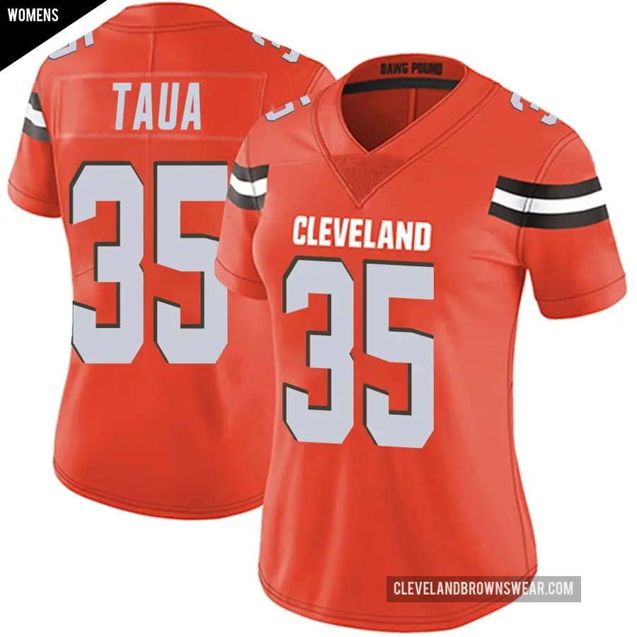 Women's Cleveland Browns ＃35 Toa Taua Orange Limited Alternate Vapor Untouchable Jersey