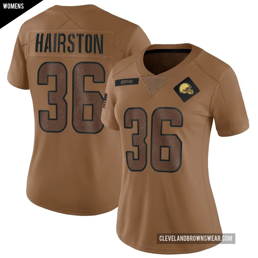 Women's Cleveland Browns ＃36 Troy Hairston Brown Limited 2023 Salute To Service Jersey