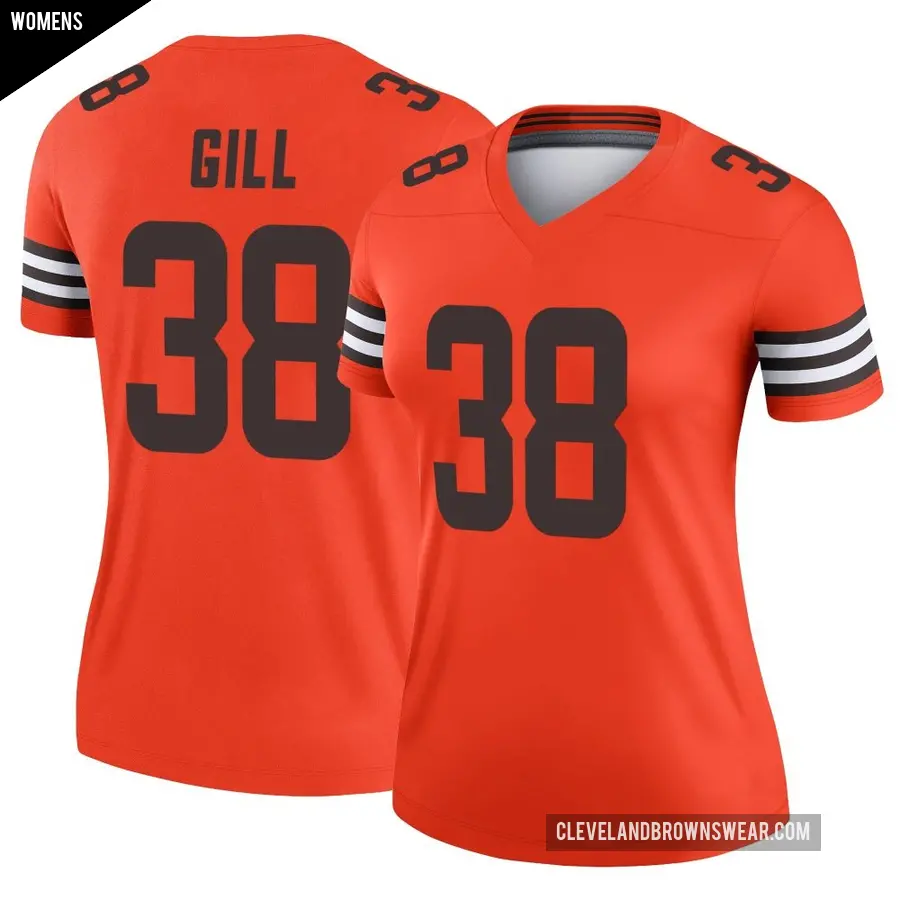Women's Cleveland Browns ＃38 Jaelen Gill Orange Legend Inverted Jersey