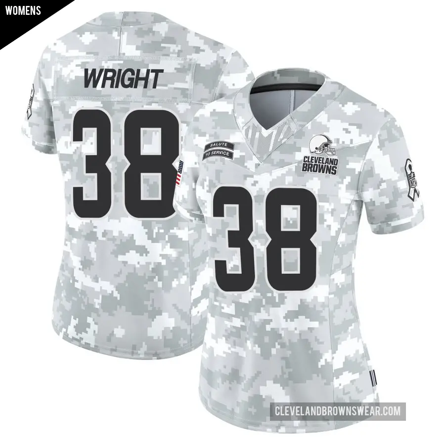 Women's Cleveland Browns ＃38 Winston Wright Arctic Camo Limited 2024 Salute to Service Jersey