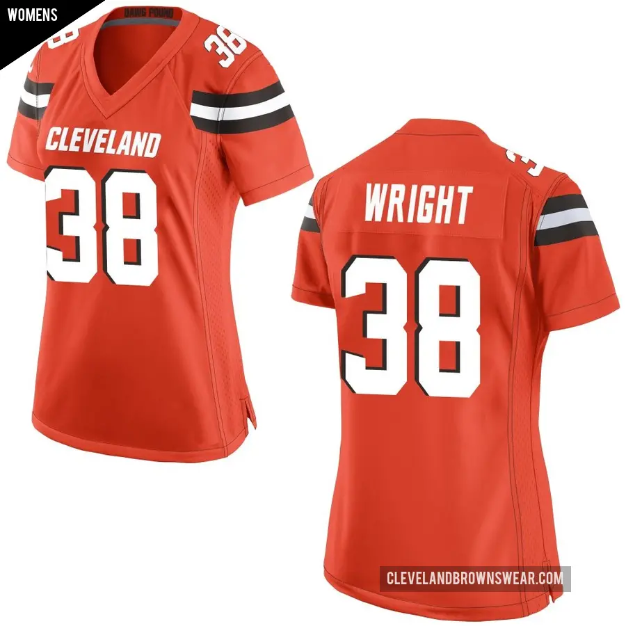 Women's Cleveland Browns ＃38 Winston Wright Orange Game Alternate Jersey