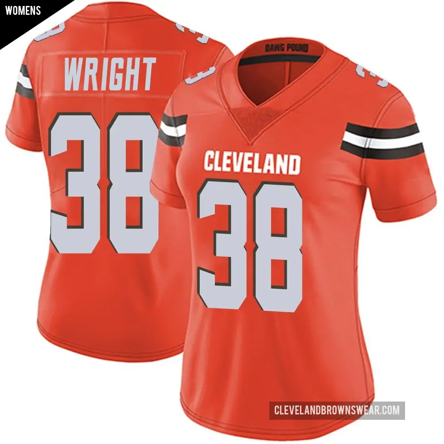 Women's Cleveland Browns ＃38 Winston Wright Orange Limited Alternate Vapor Untouchable Jersey