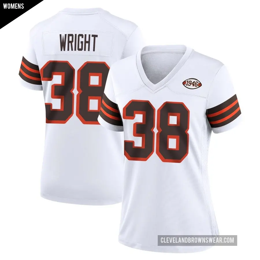 Women's Cleveland Browns ＃38 Winston Wright White Game 1946 Collection Alternate Jersey