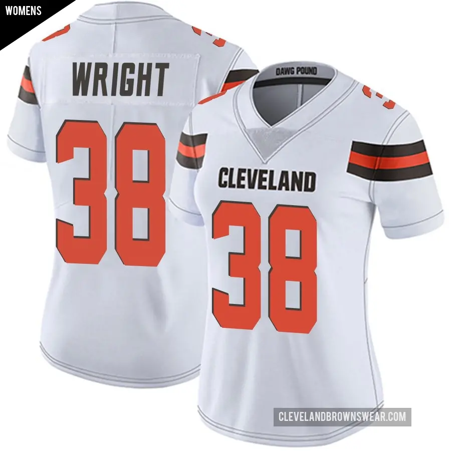 Women's Cleveland Browns ＃38 Winston Wright White Limited Vapor Untouchable Jersey