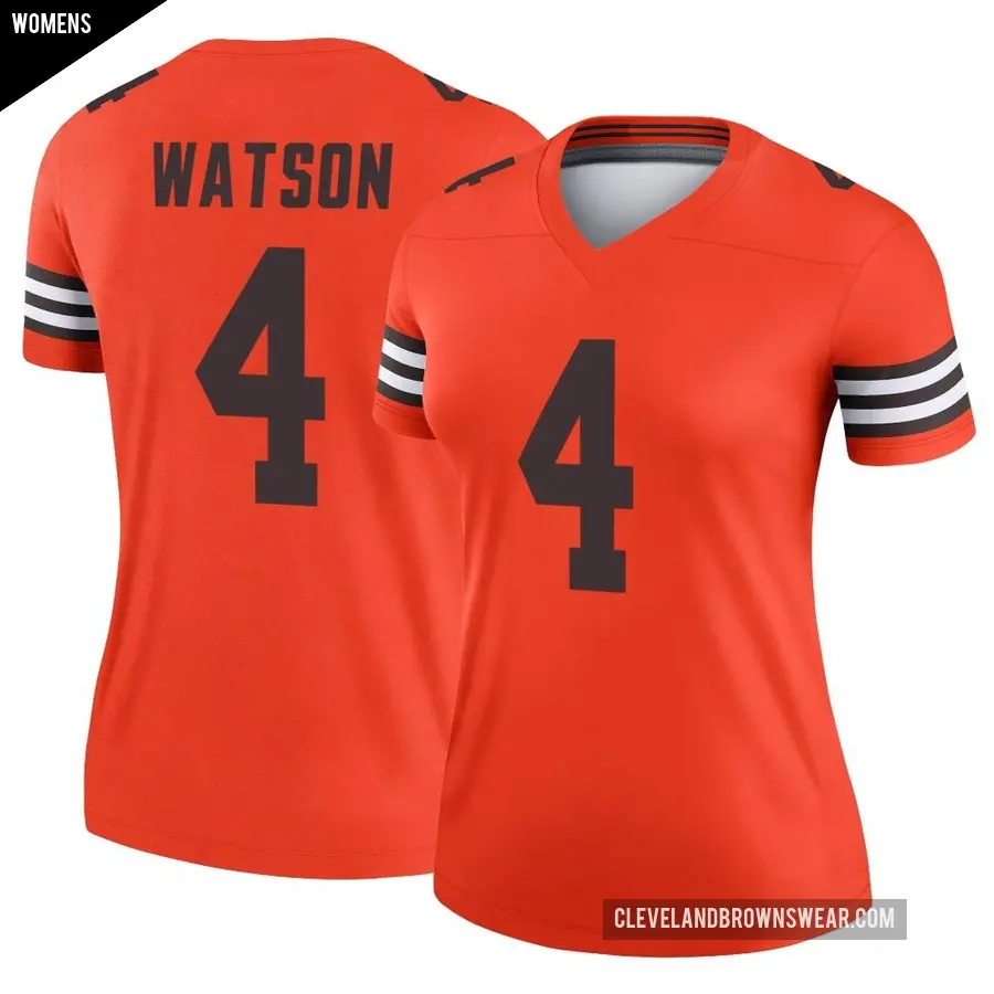 Women's Cleveland Browns ＃4 Deshaun Watson Orange Legend Inverted Jersey