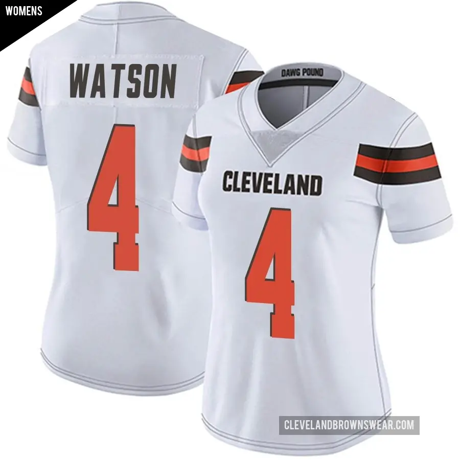 Women's Cleveland Browns ＃4 Deshaun Watson White Limited Vapor Untouchable Jersey