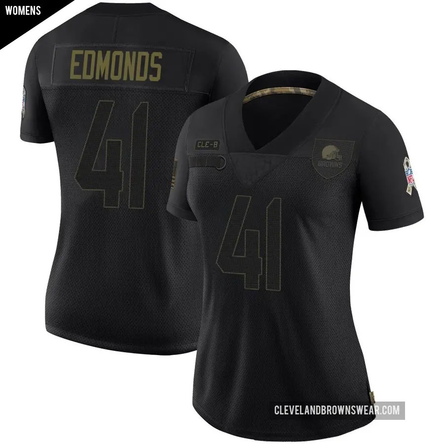 Women's Cleveland Browns ＃41 Christopher Edmonds Black Limited 2020 Salute To Service Jersey