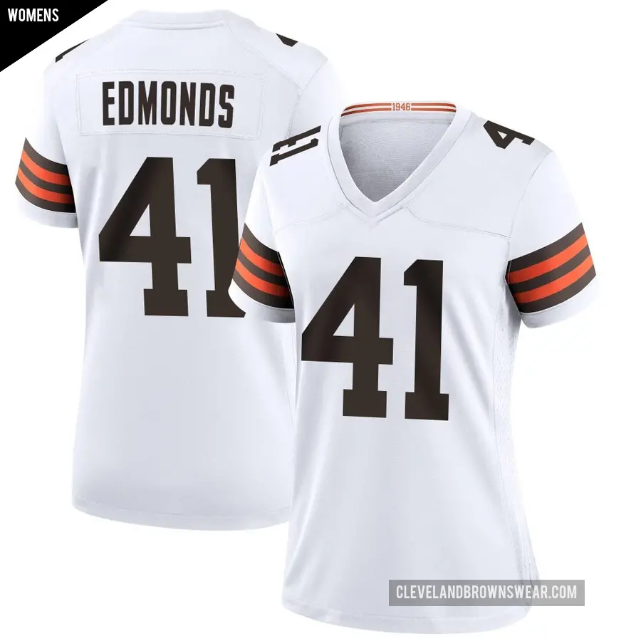 Women's Cleveland Browns ＃41 Christopher Edmonds White Game Jersey