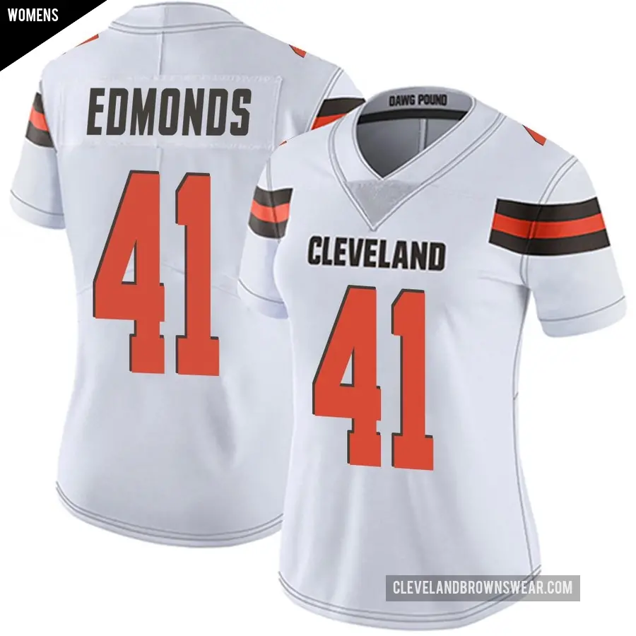Women's Cleveland Browns ＃41 Christopher Edmonds White Limited Vapor Untouchable Jersey