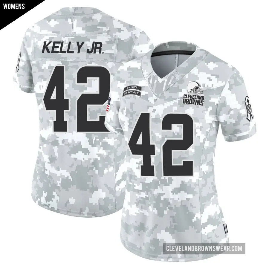 Women's Cleveland Browns ＃42 John Kelly Jr. Arctic Camo Limited 2024 Salute to Service Jersey